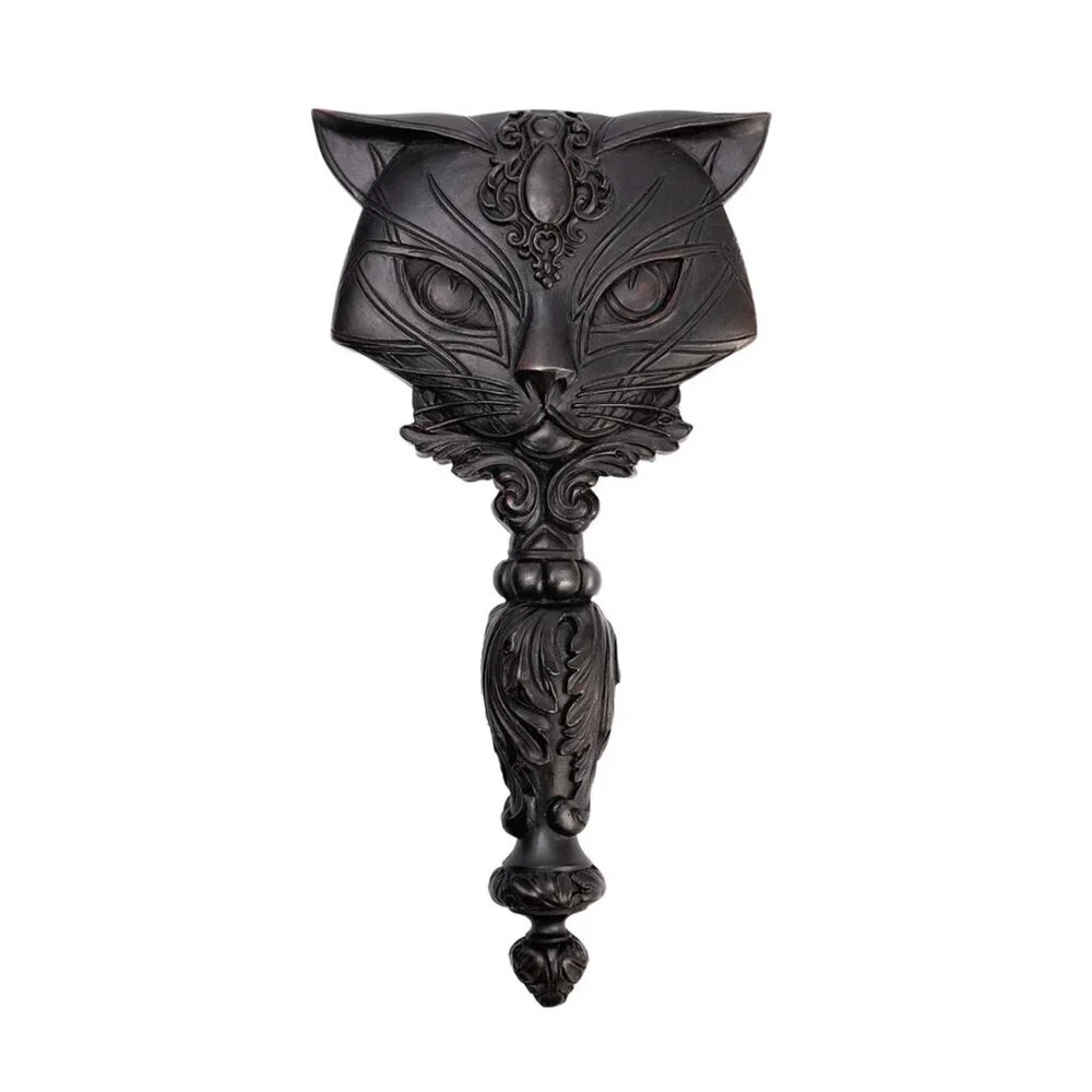 Black Cat Hand Mirror Alchemy Gothic Sacred Cat Divine Feline